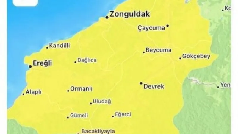 Meteorolojiden Zonguldak için sarı uyarı